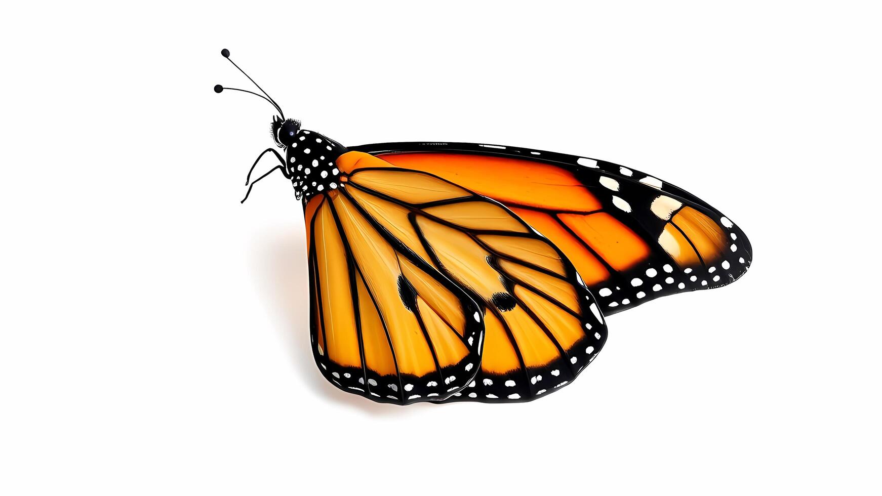 Monarch Butterfly Resting Showing Vivid Orange and Black Wing Pattern photo