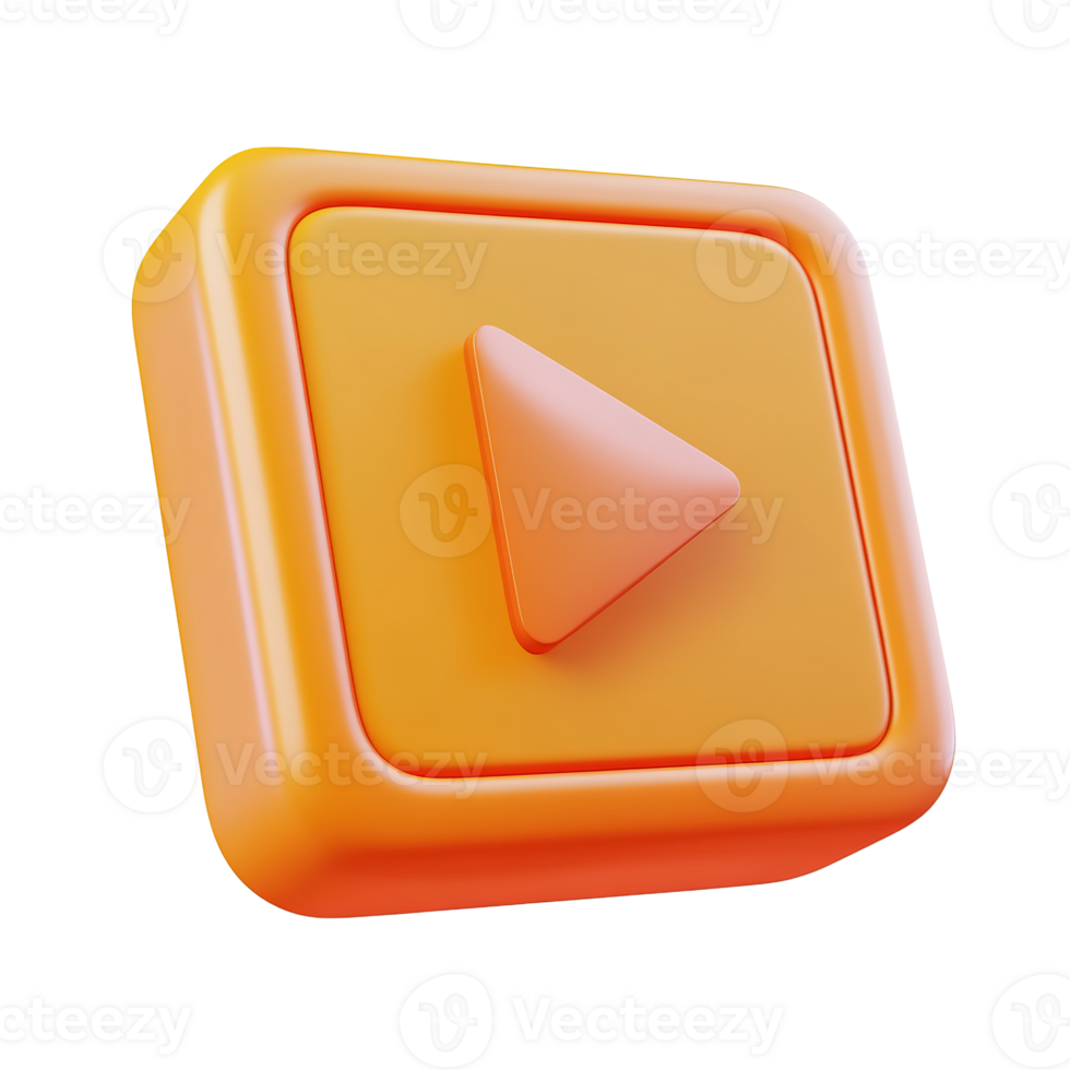 An orange color square shape with a play button symbol png