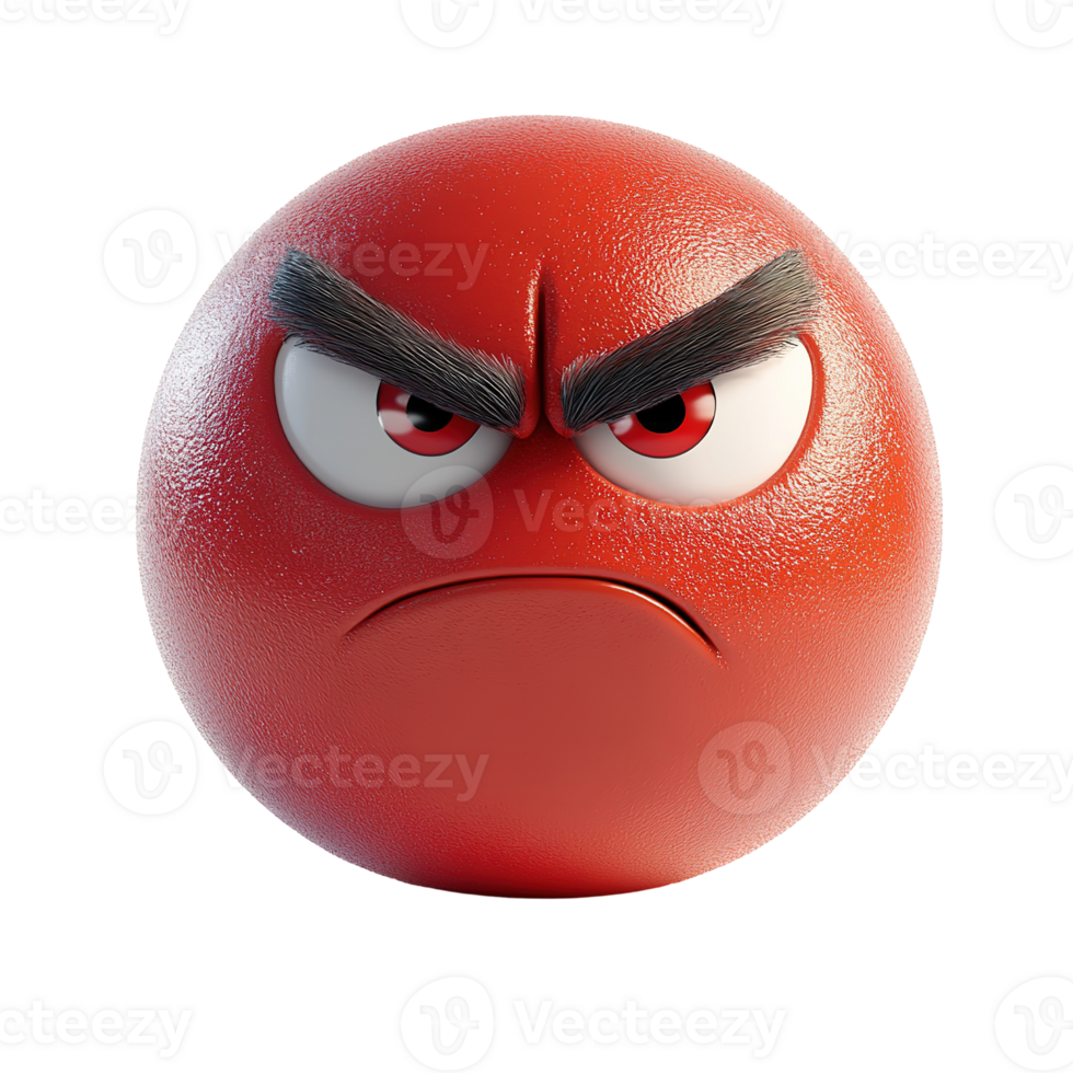 An expressive cartoon depiction of an intensely angry round character png