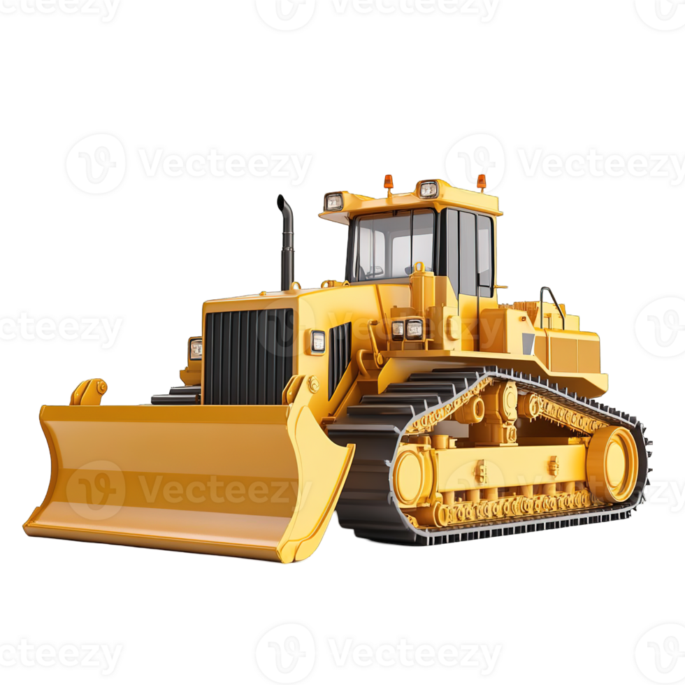 A large yellow bulldozer used for heavy construction work png