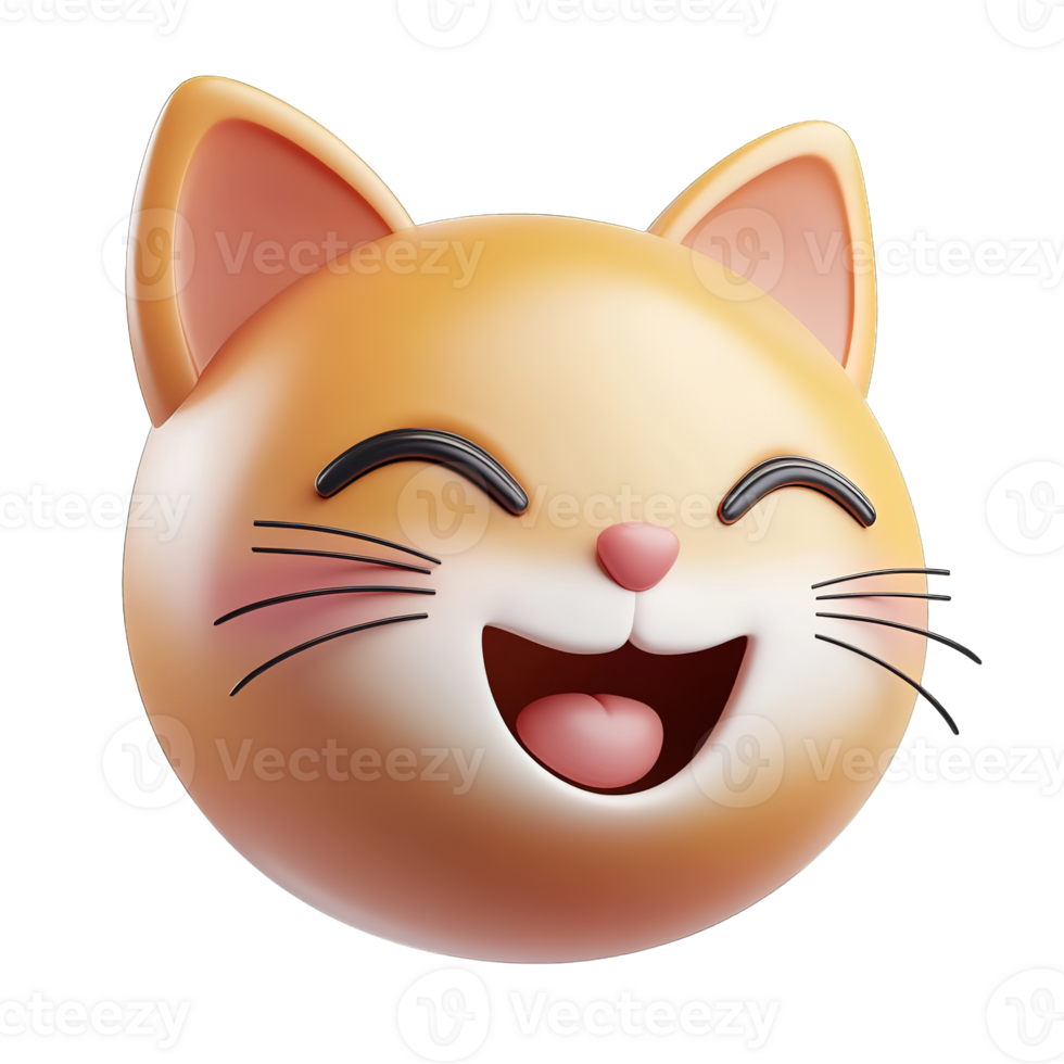 A smiling and happy cat emoji showing joyful expression on face png