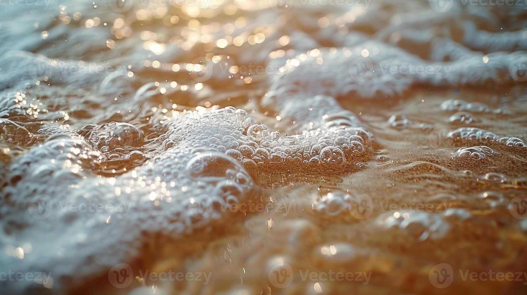Golden beach waves and foam. photo