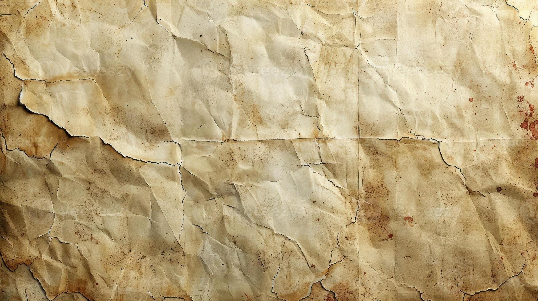 Aged, creased, and stained antique paper texture. photo