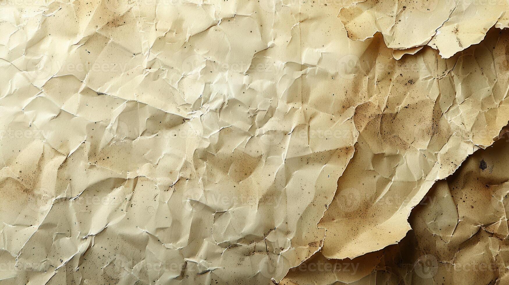 Aged, crumpled, and stained antique paper texture. photo