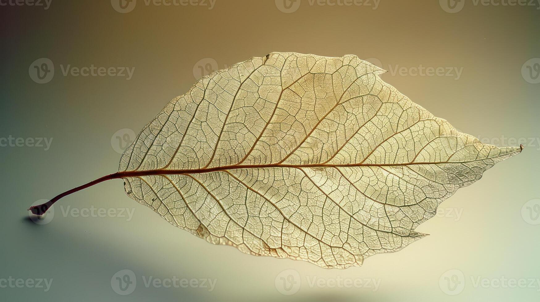 Delicate, translucent, dried leaf, intricate vein patterns, light, shadow, and soft colors. photo