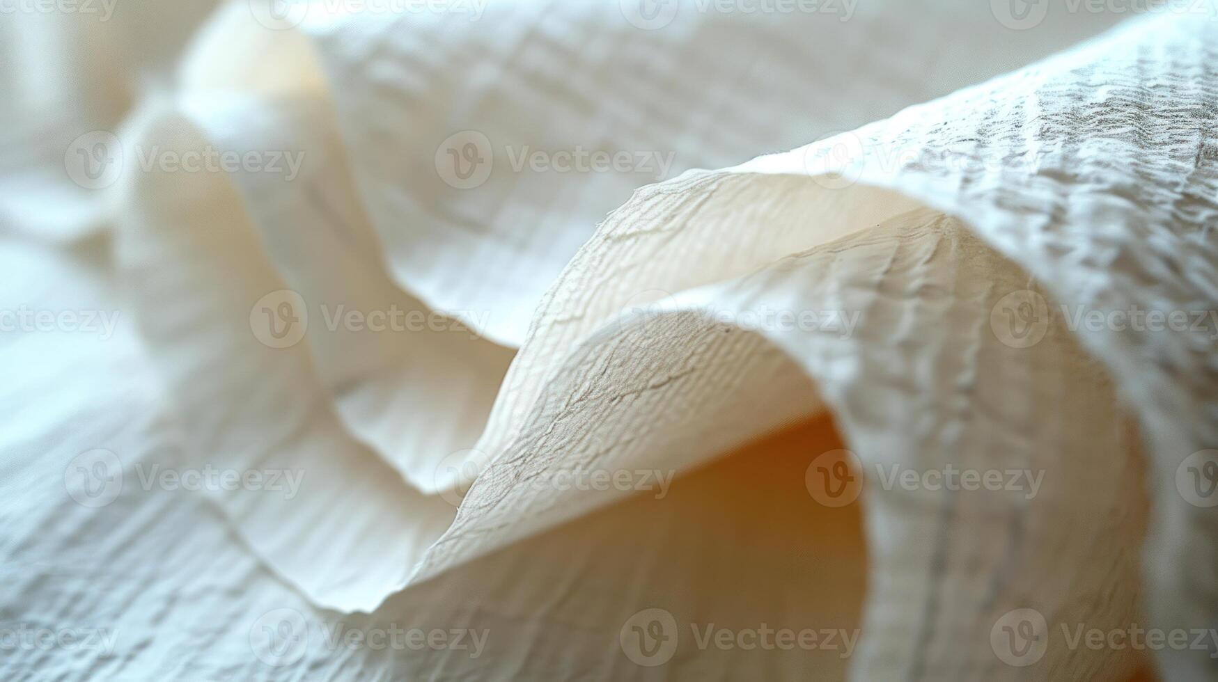 Textured cream-colored fabric folds, close-up view. photo