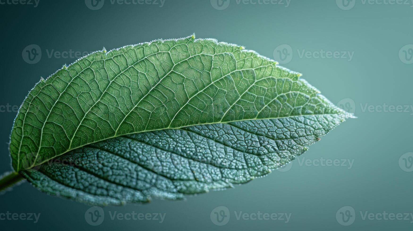 Close-up of a vibrant green leaf, showcasing intricate venation patterns. photo
