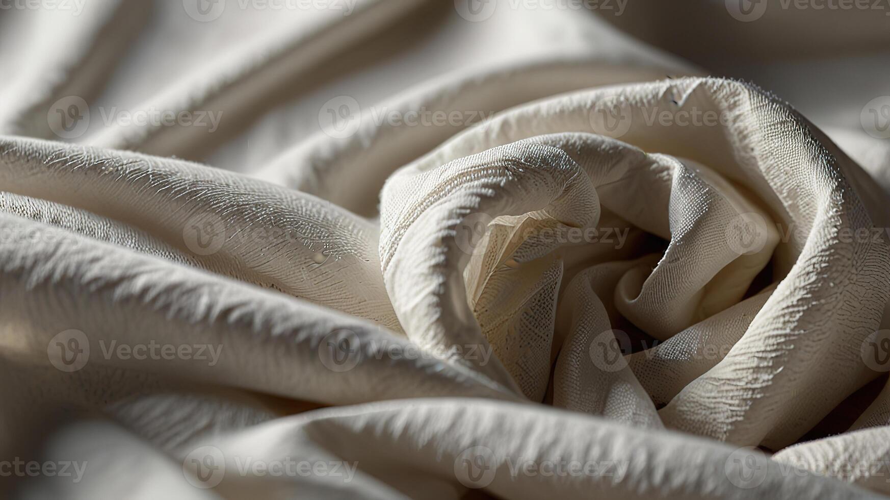 wrinkled cotton cloth surface in bright white, illuminated by soft, diffused light, highlighting the natural folds and fine texture. Show the gentle shadows that enhance the clean photo