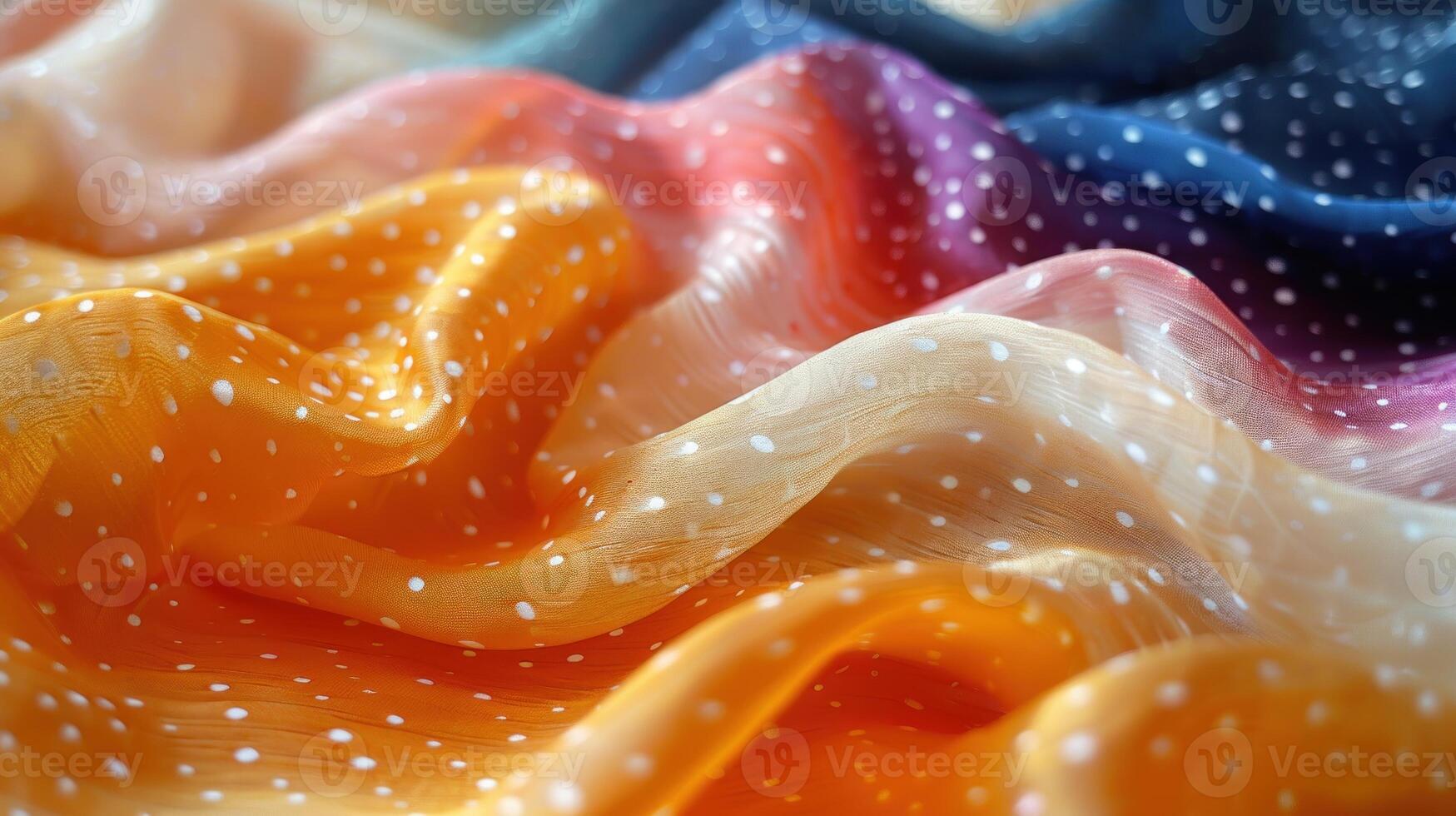 Colorful fabric with dots, various shades, soft folds, delicate texture. photo