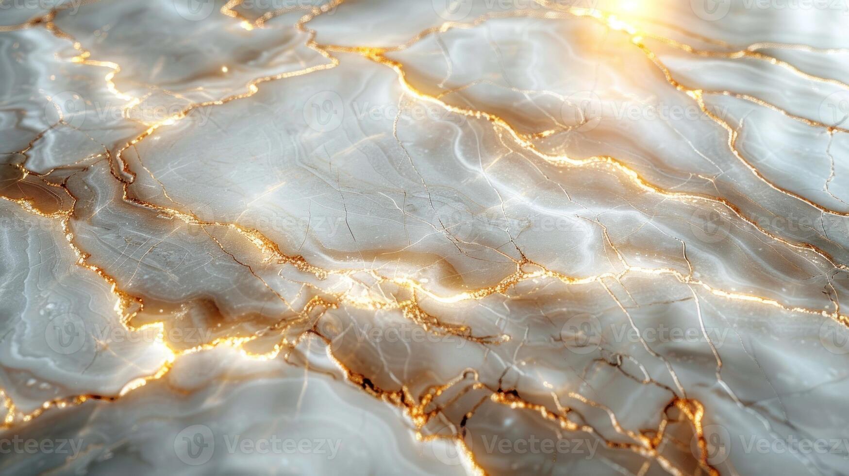 Abstract marble texture with golden veins, illuminated cracks. photo