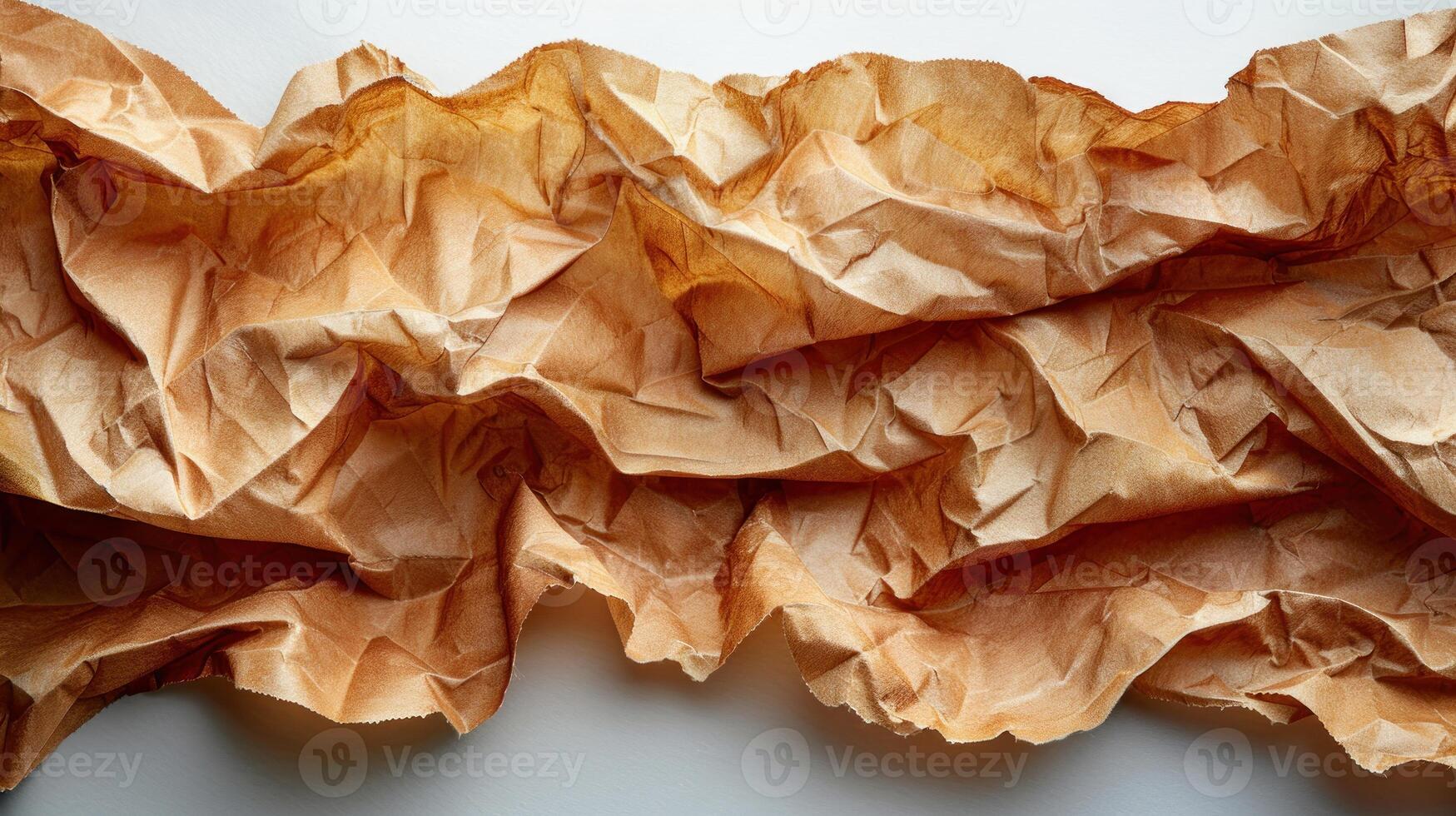 Crinkled light brown paper texture, abstract background. photo
