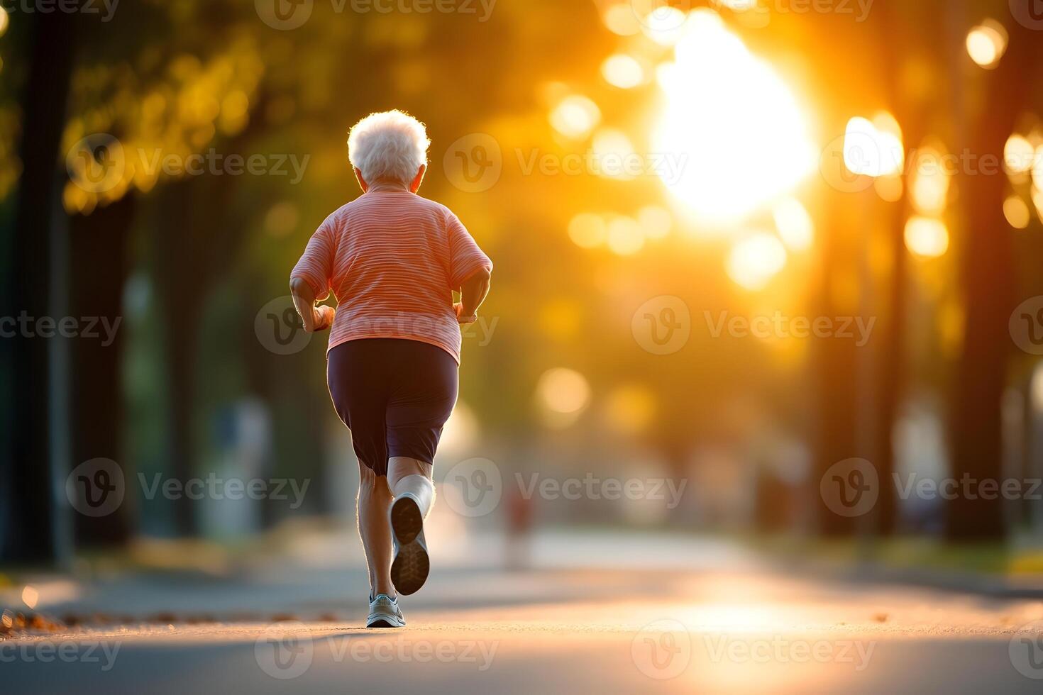 Energetic Centenarian Jogging in the Park Defying Chronological Age with Vibrant Enthusiasm photo