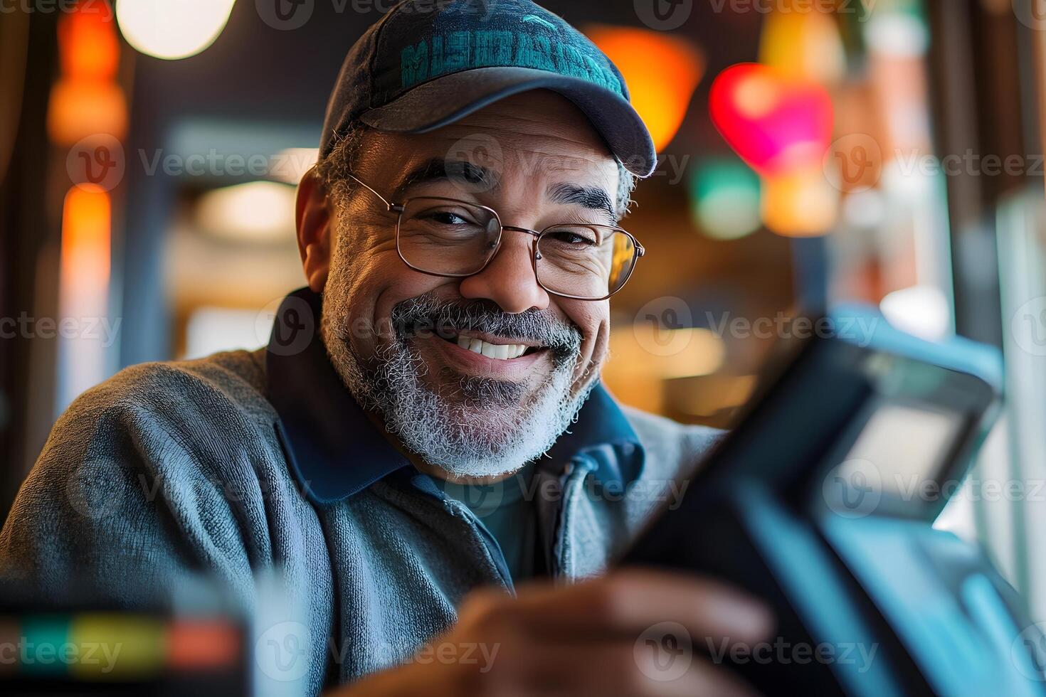 Successful Small Business Owner Happily Receives Mobile Payment Notification photo