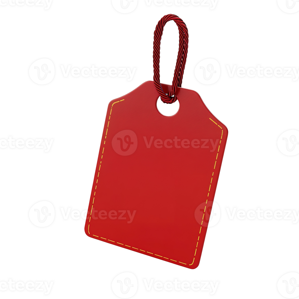 uma vermelho retangular em branco tag com uma corda é exibido claramente png