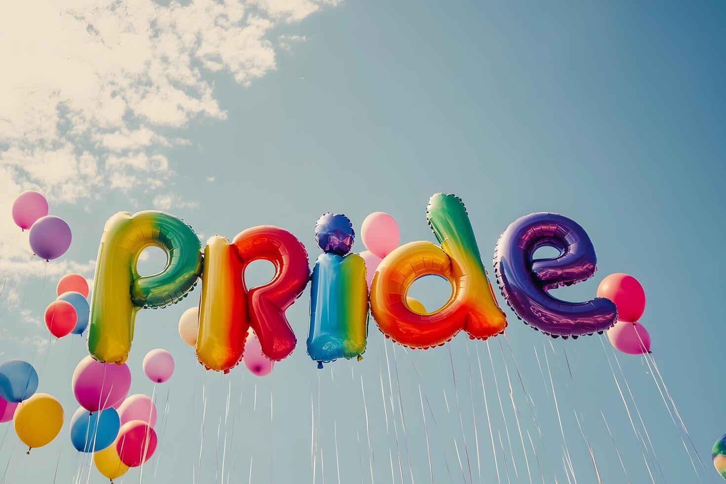 Colorful Pride Balloons Floating in the Sky photo