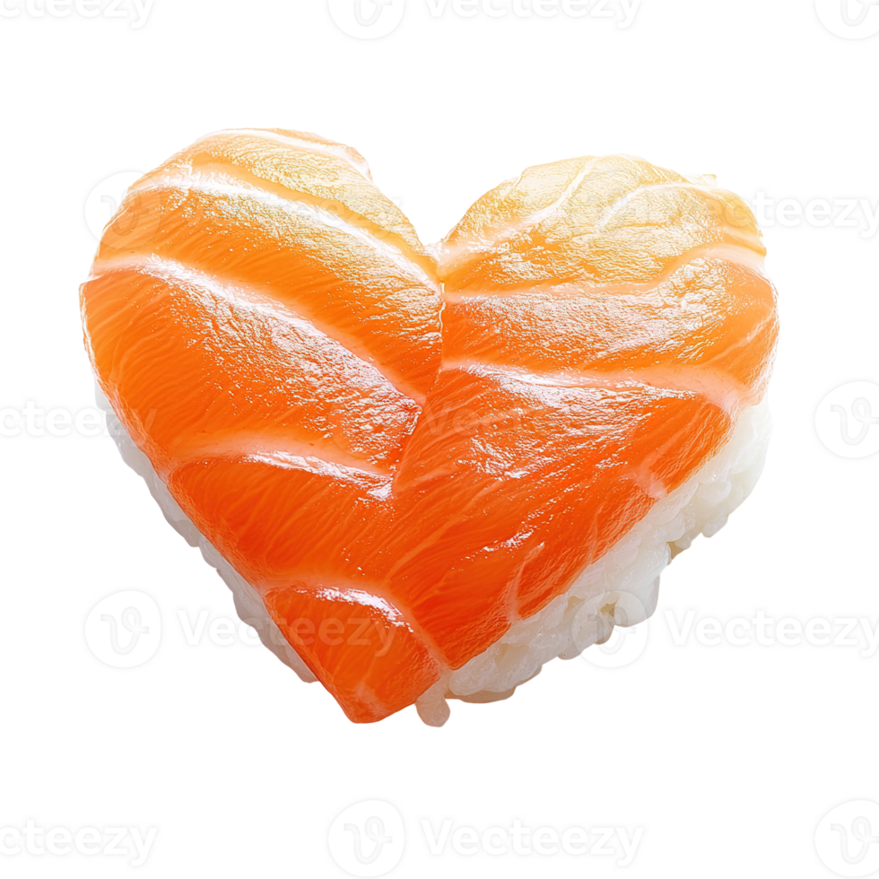 A sushi nigiri piece carefully shaped into a heart symbol png