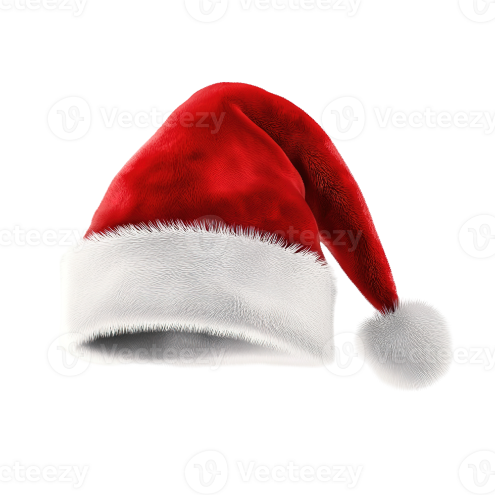 A festive red and white hat with fluffy trim and pompom png