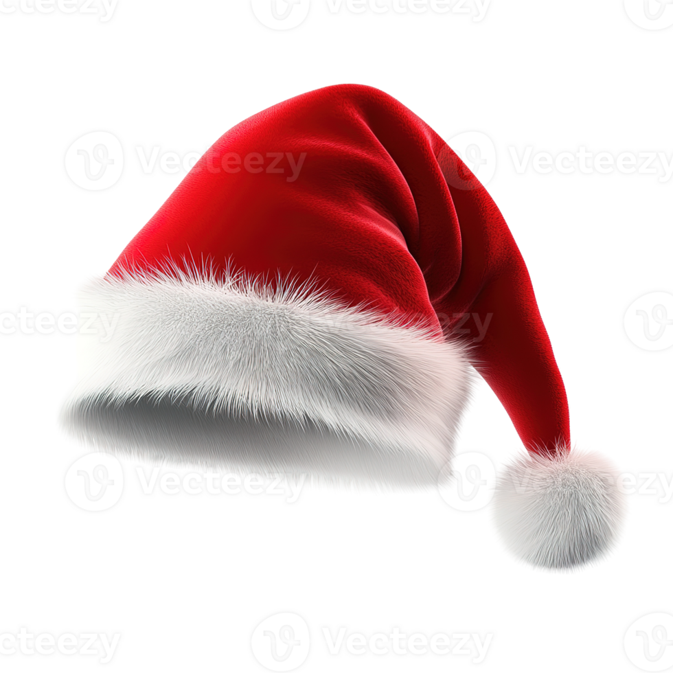 A festive red and white hat with soft fluffy details png