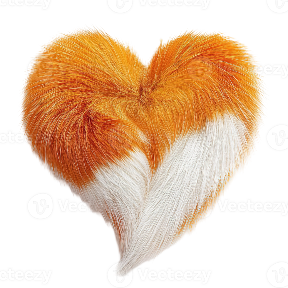 An abstract image of a heart shaped orange and white fur png