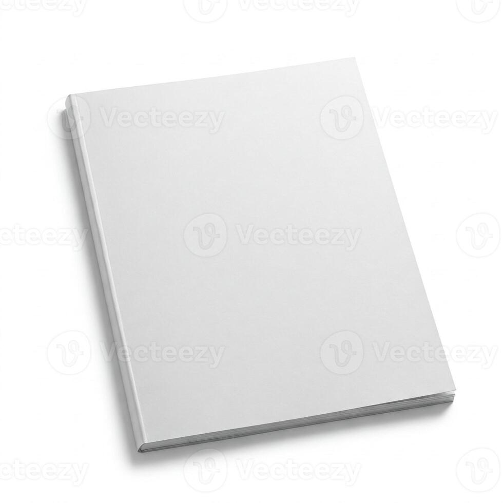 A plain white magazine book mockup isolated on white photo