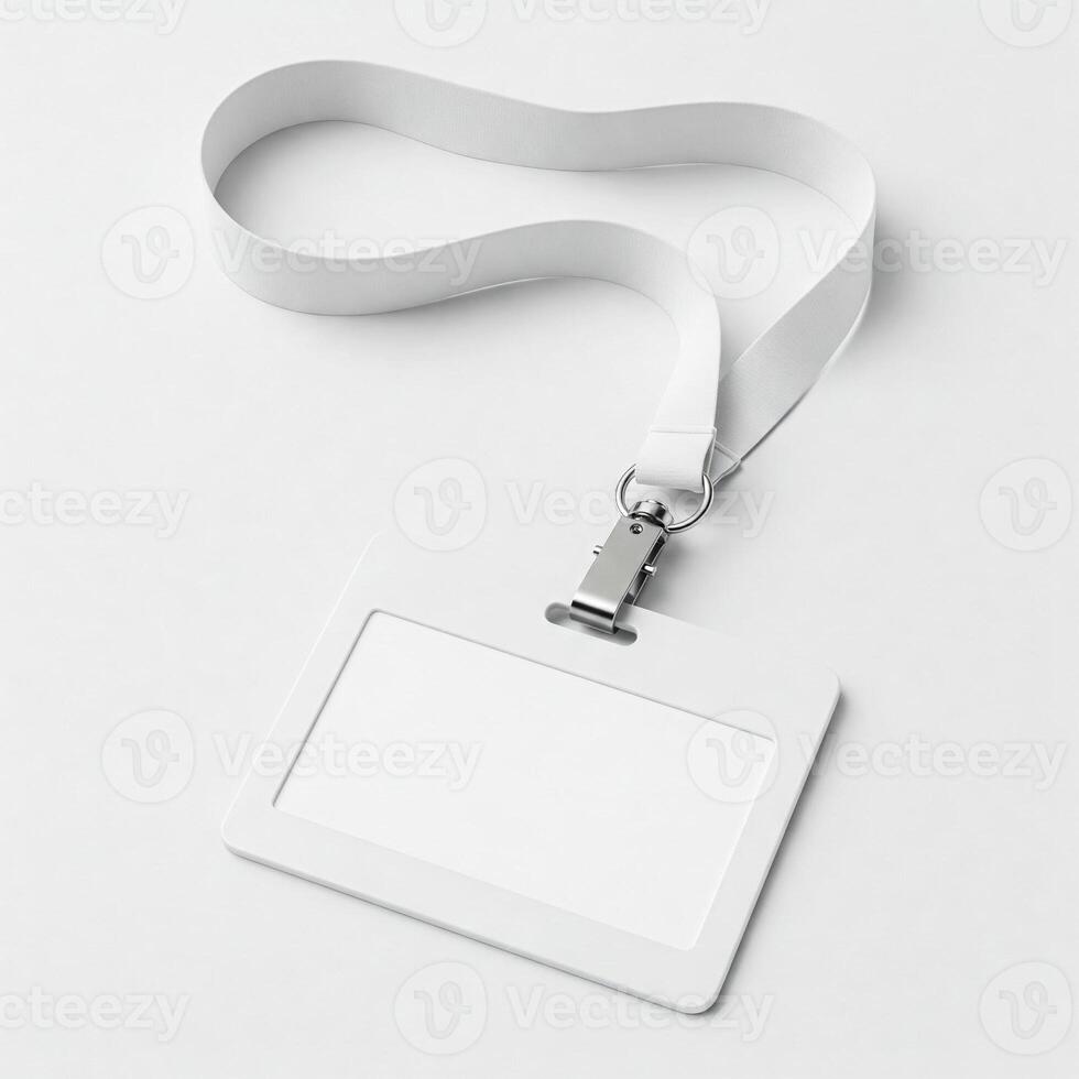 A blank plain white name tag mockup isolated on a white background photo