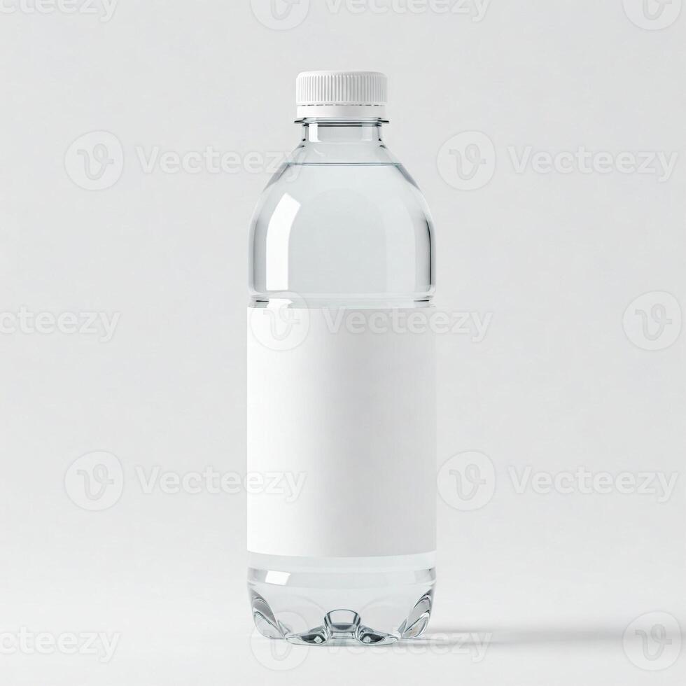 A water bottle with a plain white blank label mockup isolated on a white background photo