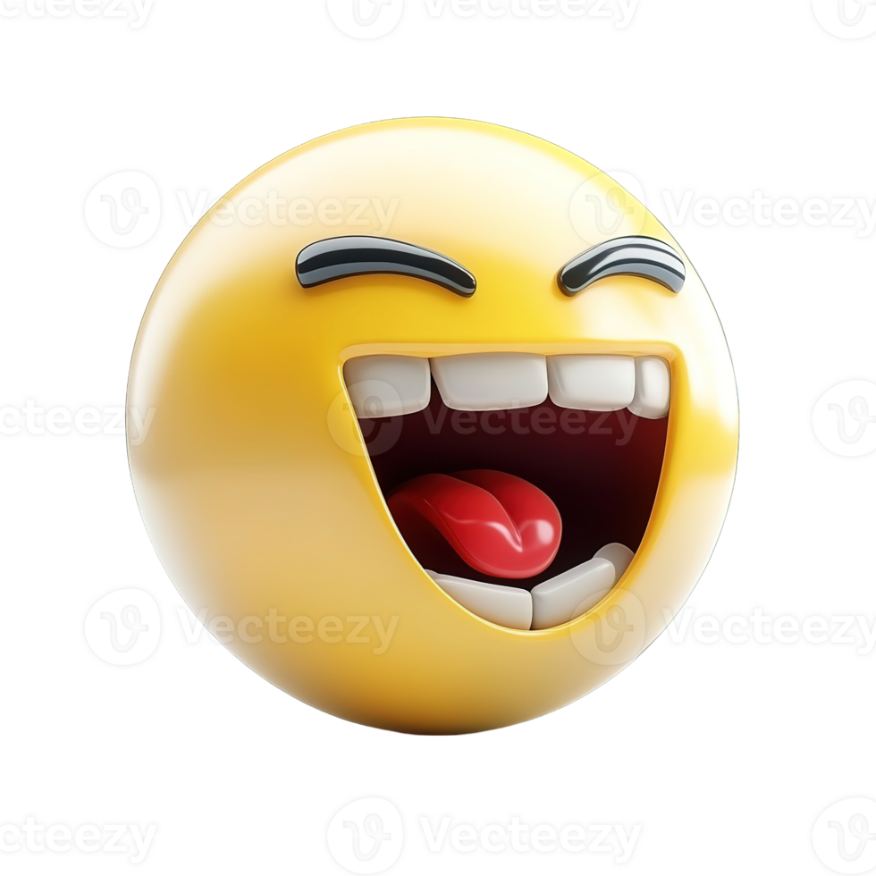A three dimensional rendered smiling yellow emoji character illustration png