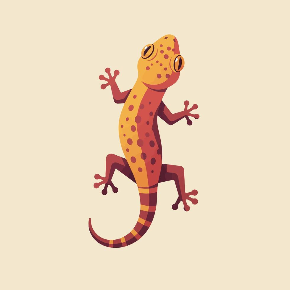 Stylized Gecko Climbing Illustration in Warm Tones on Neutral Background vector