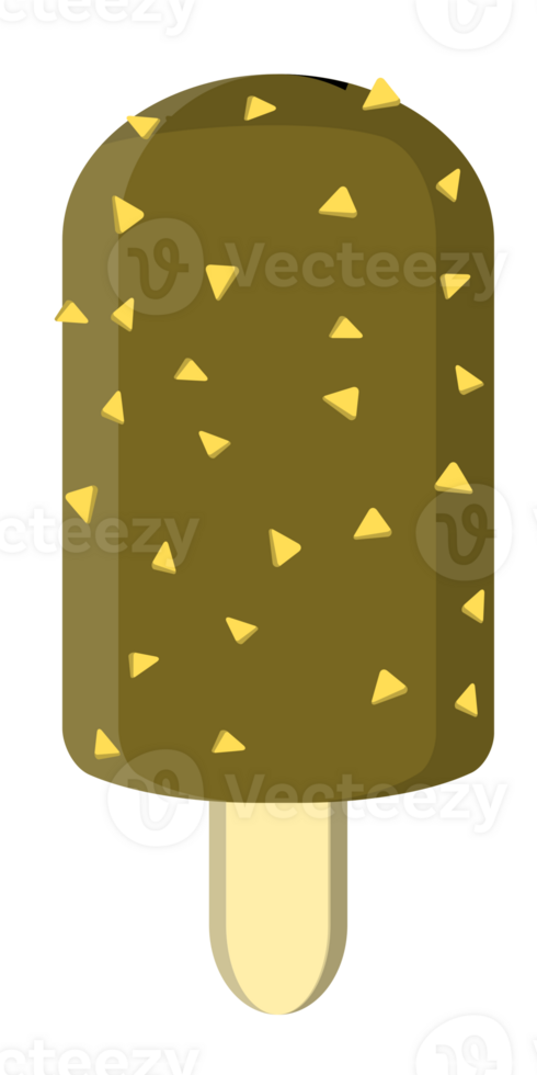 Vanilla Ice Cream Covered in Chocolate and Sprinkled with Nuts png