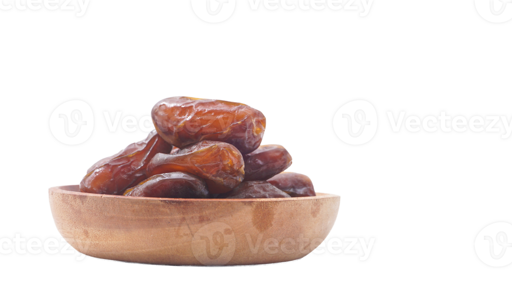Golden Dried Dates Fruit on Wooden Plate Perfect for Iftar Isolated on Transparent Background png