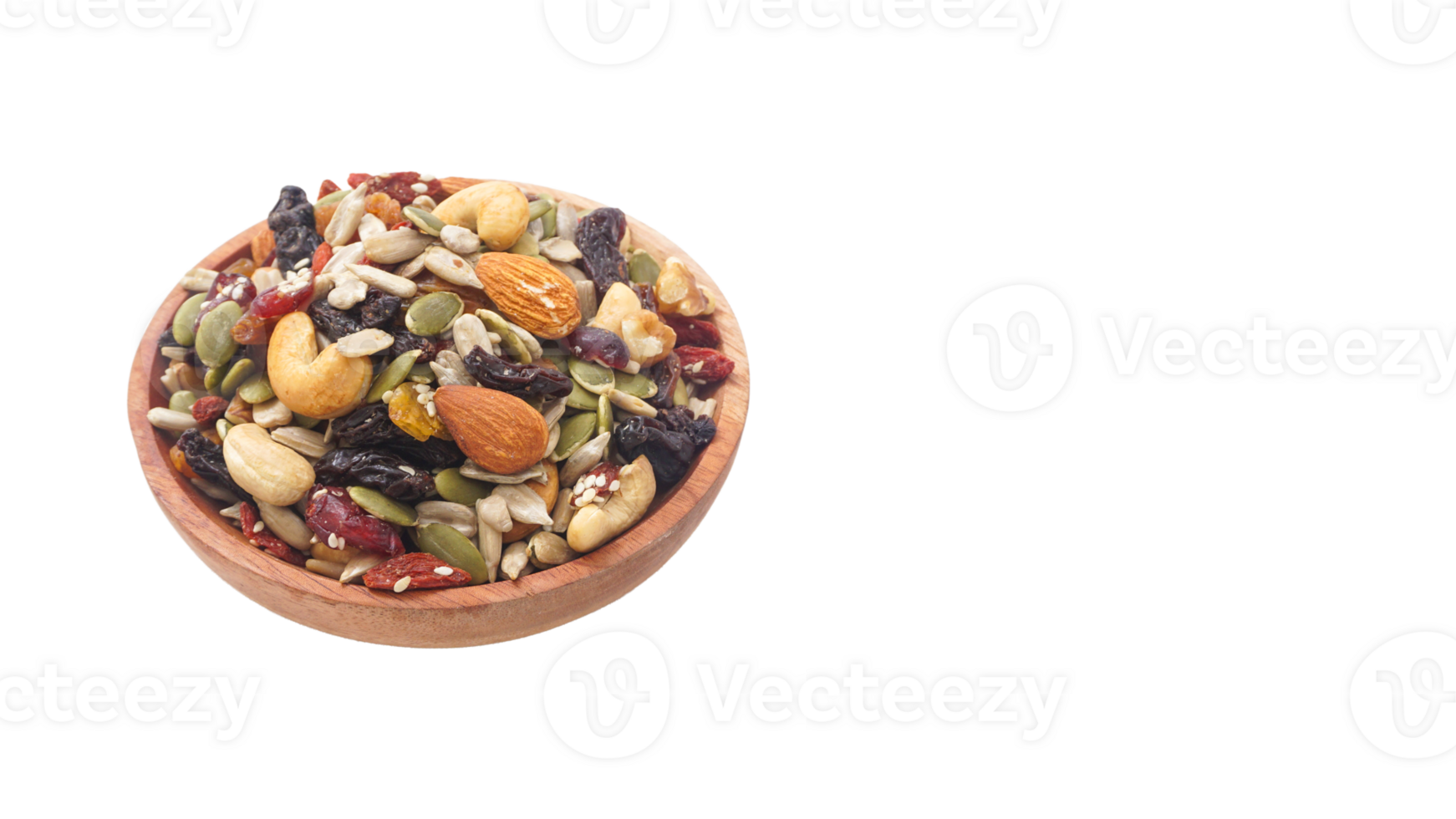 Premium mixed nuts seeds and dried fruits isolated on transparent background png