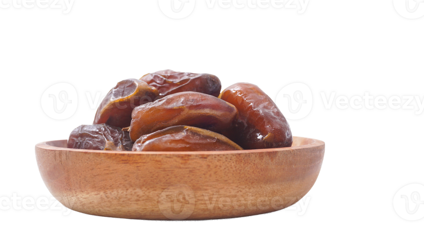 Delicious Dried Dates Fruit on Wooden Plate Ramadan Snack Isolated on Transparent Background png
