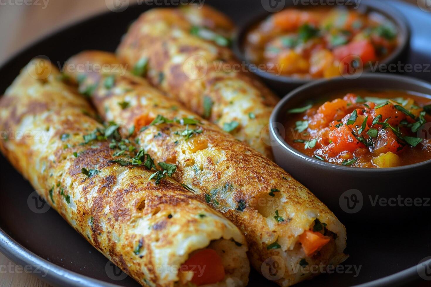 Crispy South Indian Masala Dosa with Spiced Potato Filling and Coconut Chutney photo
