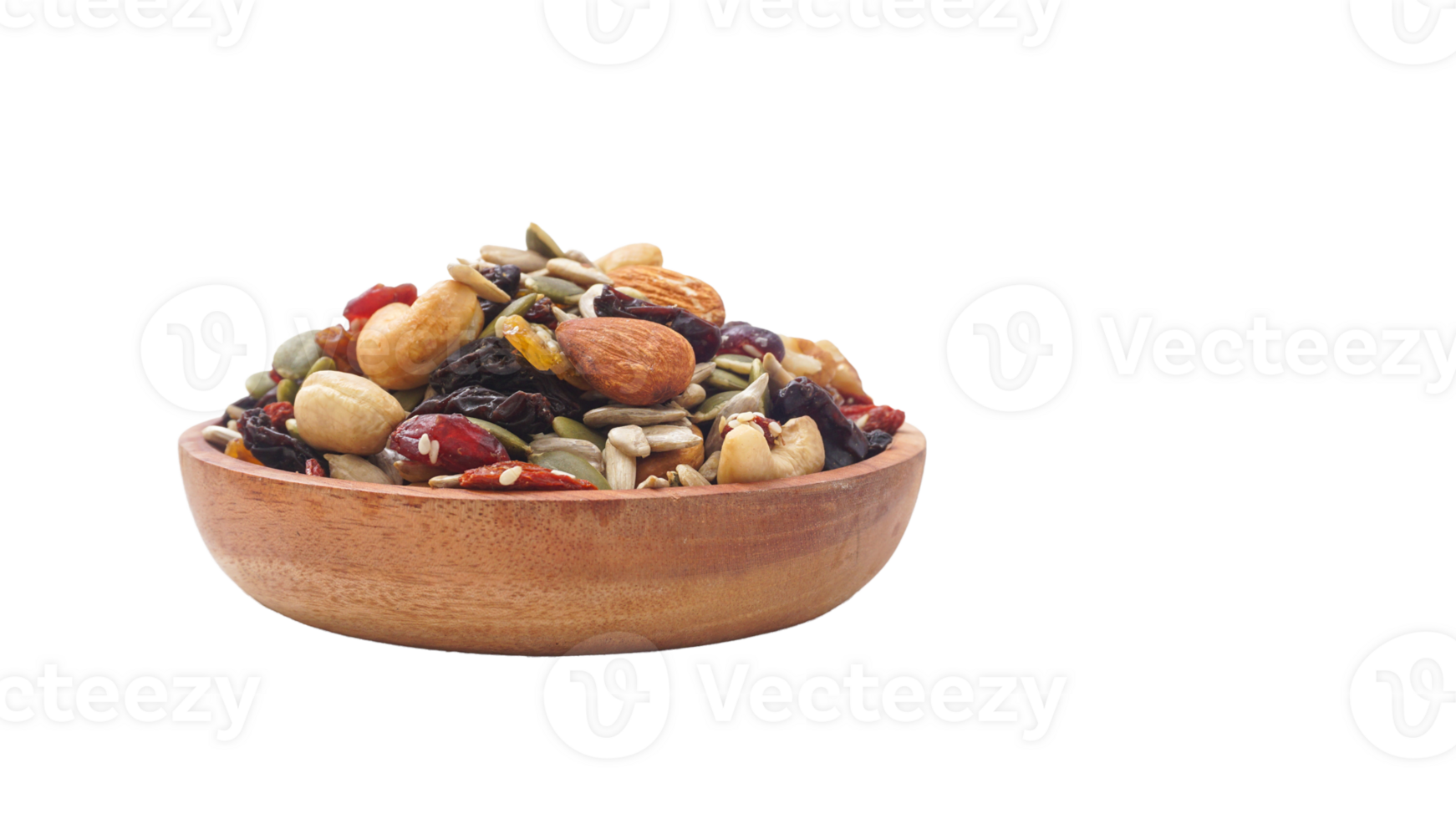 Gourmet blend of nuts seeds and dried fruits isolated on transparent background png