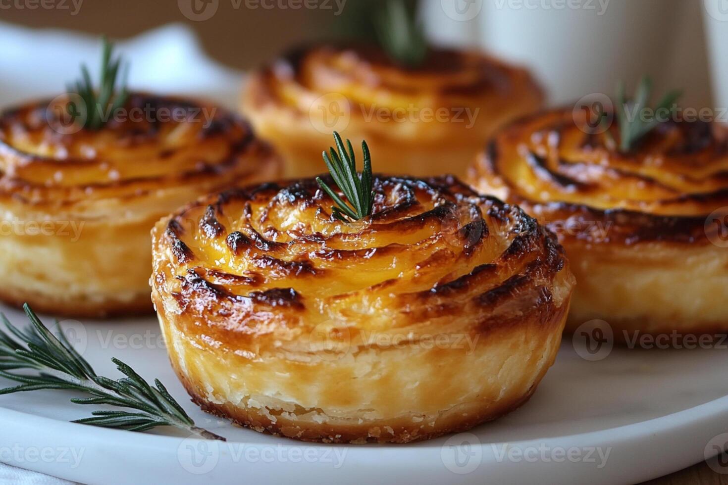 Golden and Flaky Pastel de Nata - Authentic Prtuguese Egg Tart Dessert photo