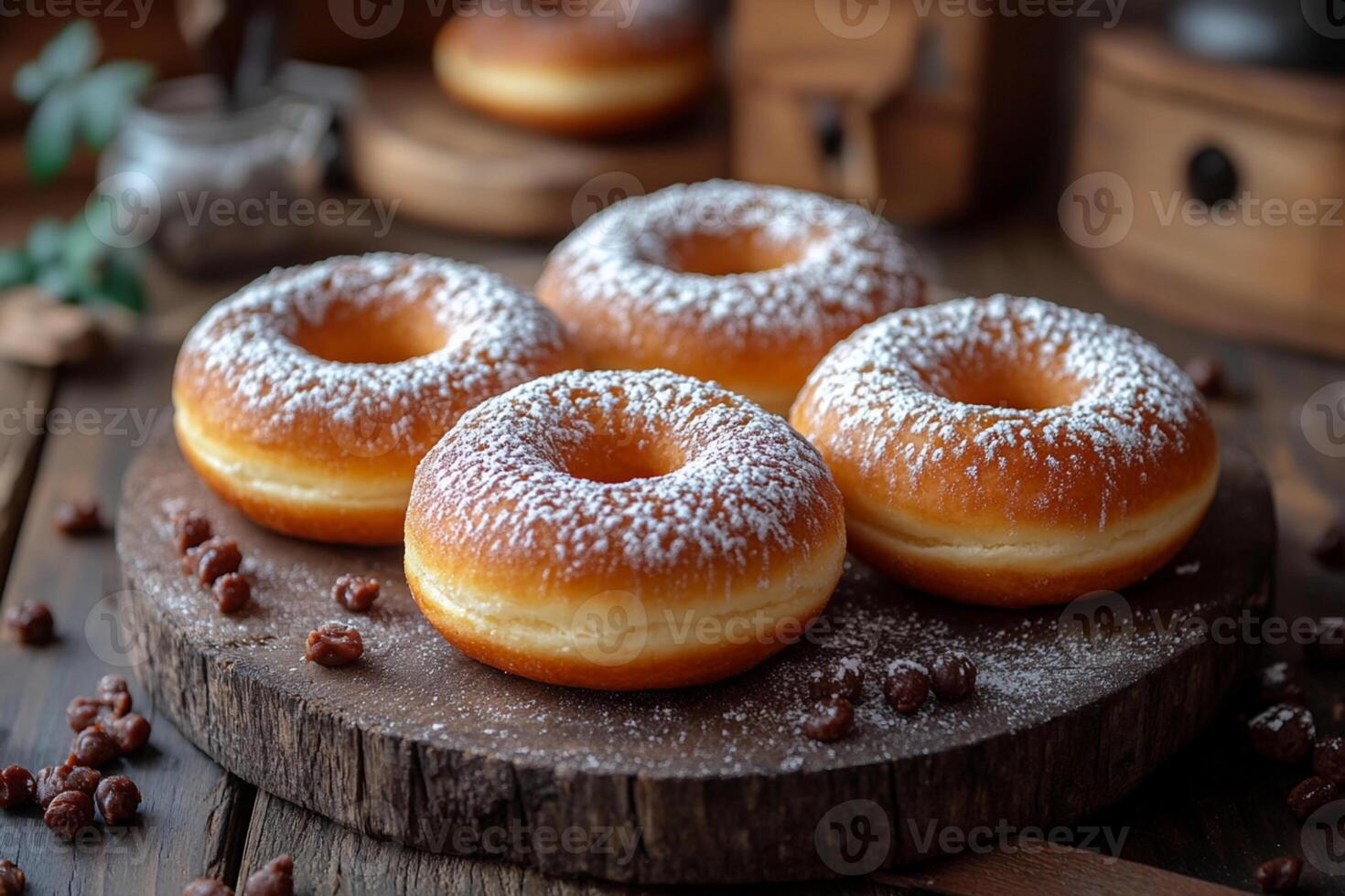 Assorted Glazed and Filled Donuts with Icing Sugar Sweet Bakery Treats photo