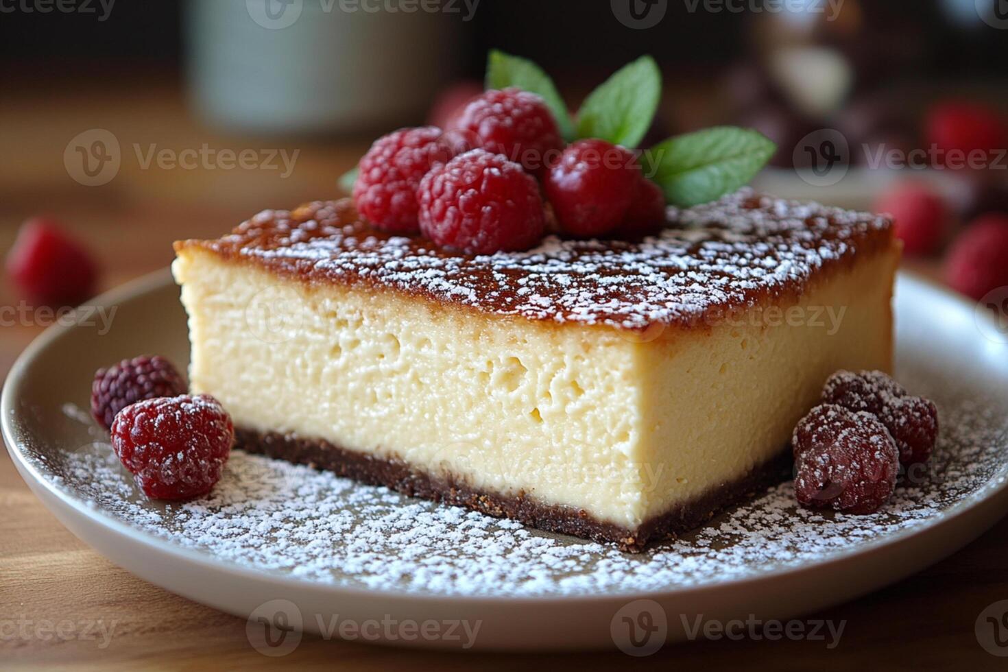 Creamy Cheesecake Topped with Fresh Wild Strawberries - Elegant Dessert photo