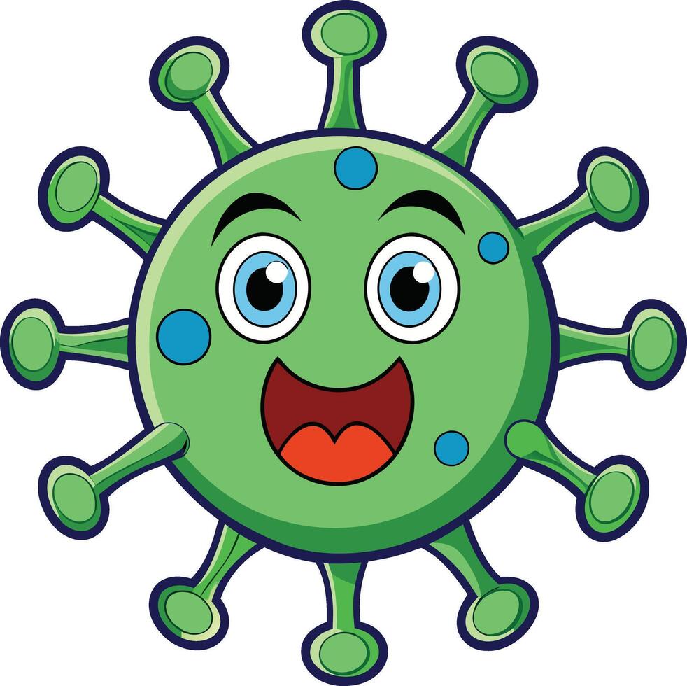 Cute Cartoon Coronavirus with Happy Expression vector