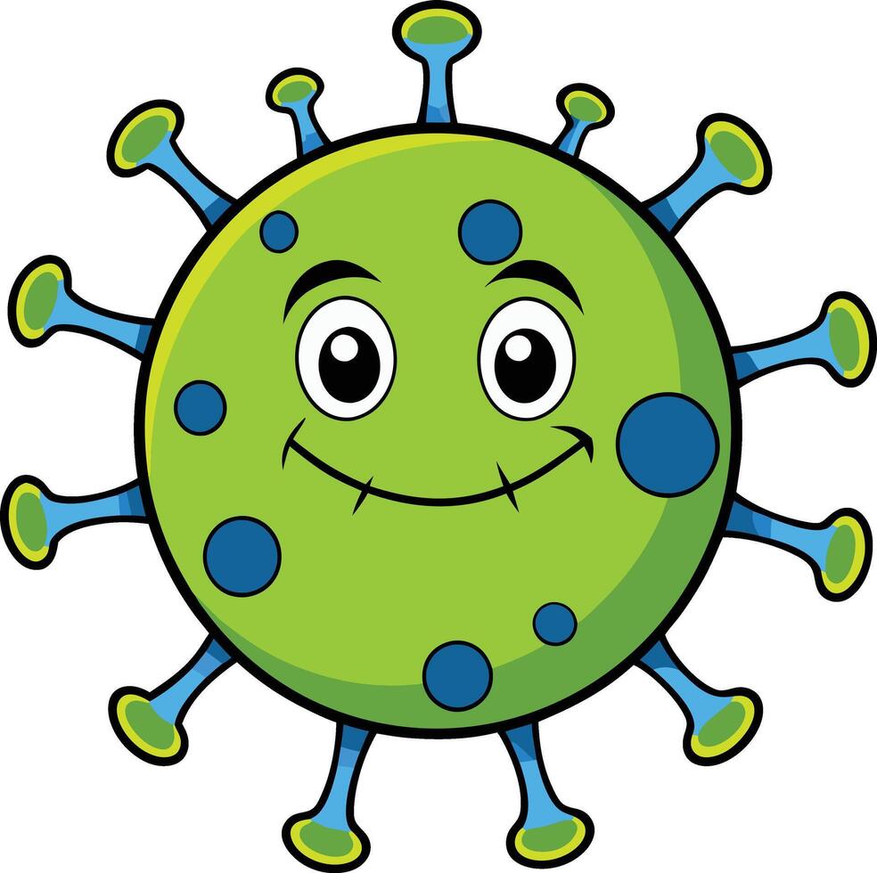 Smiling Coronavirus Cartoon Character Isolated on White vector