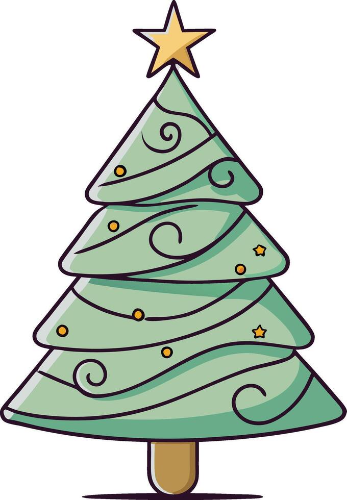 Cartoon Christmas Tree with Star Topper vector