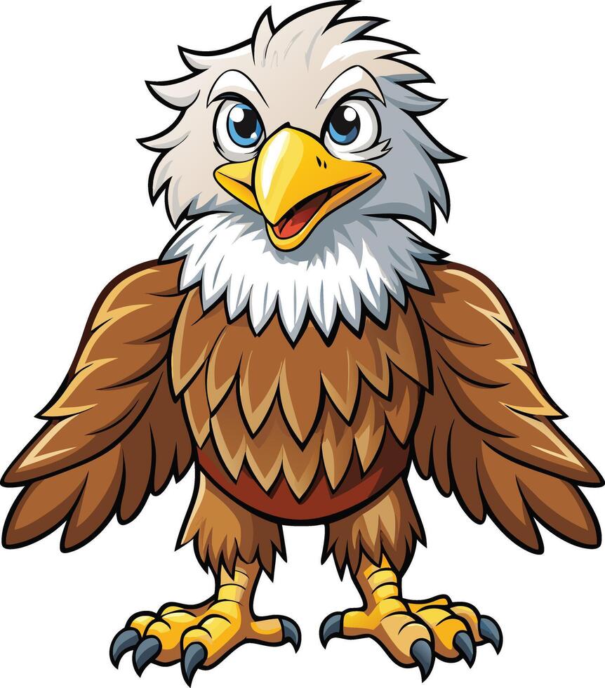 Cartoon Bald Eagle Standing Isolated on White vector