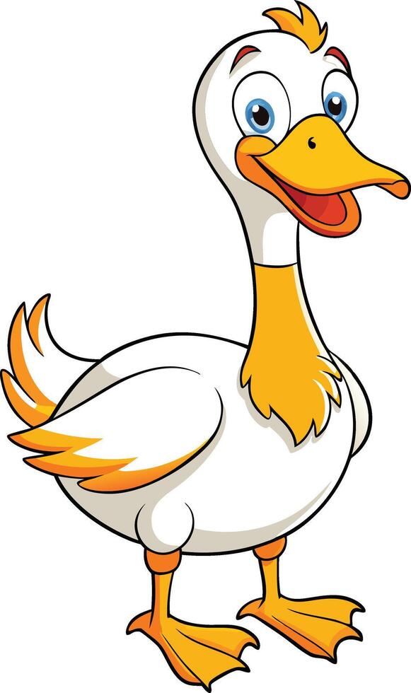 Smiling Cartoon Goose Illustration Isolated vector