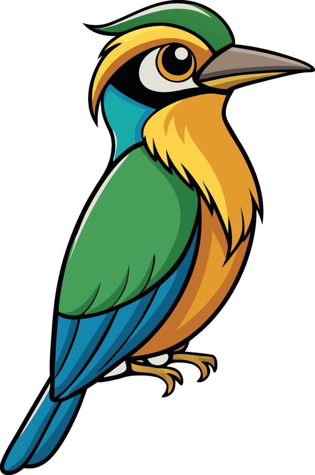 Colorful Cartoon Motmot Bird Isolated on White vector