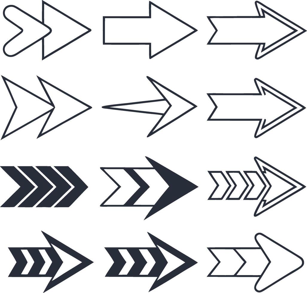 Arrow icons set direction symbols. vector