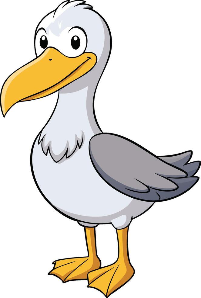 Cartoon Seagull Illustration Isolated on White Background vector