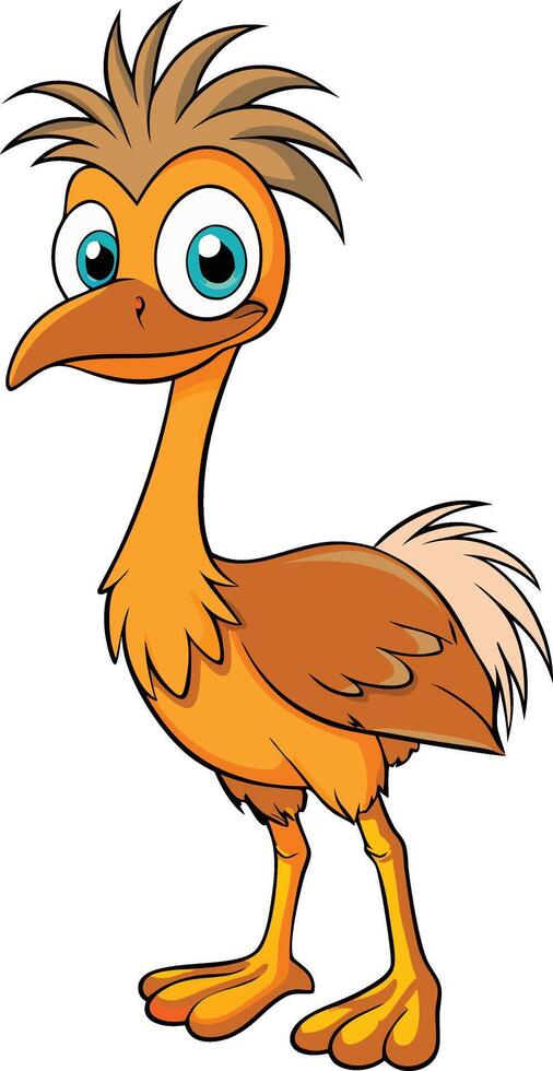 Funny Cartoon Ostrich with Big Eyes Illustration vector