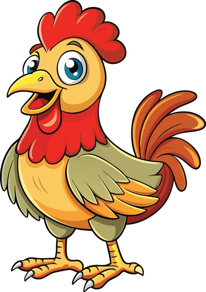 Cartoon rooster illustration on white background. vector