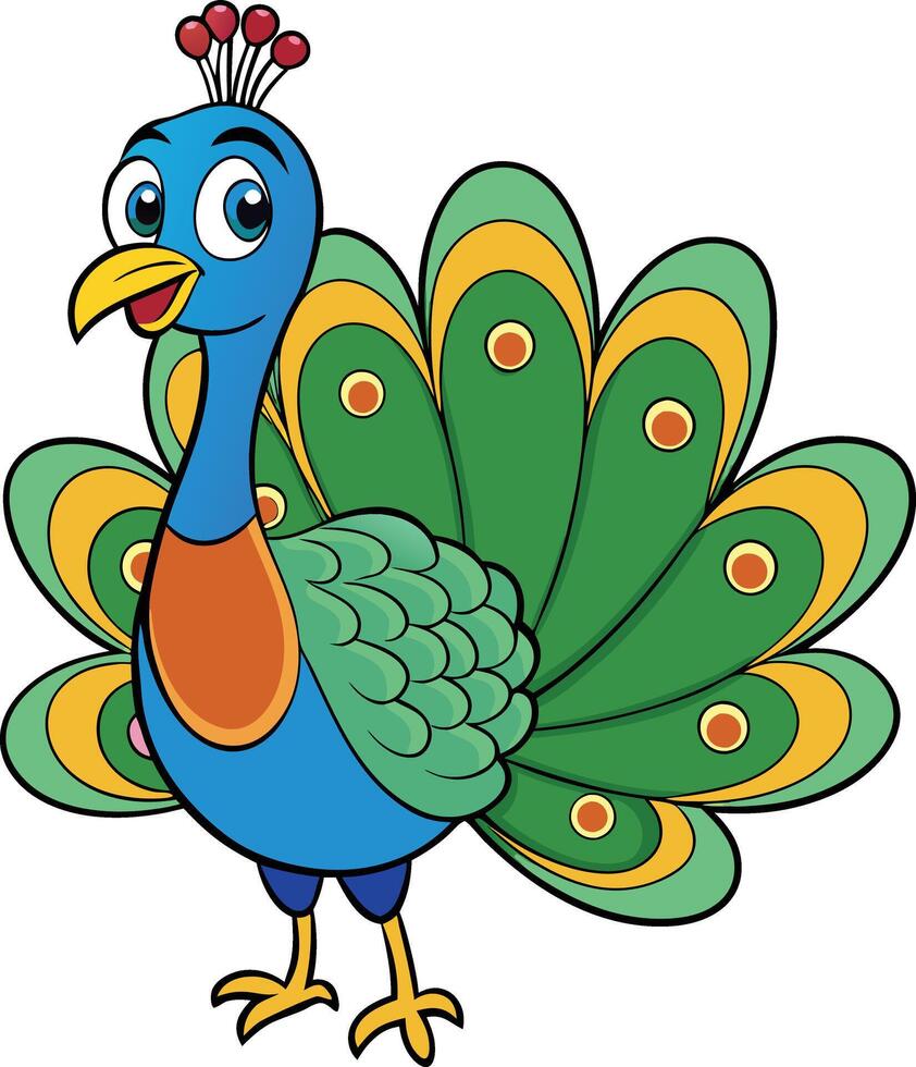 Cartoon Peacock on White Background vector