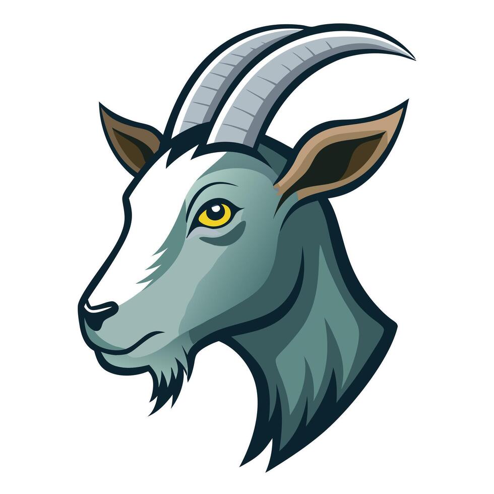 Goat head illustration with cartoon style. vector