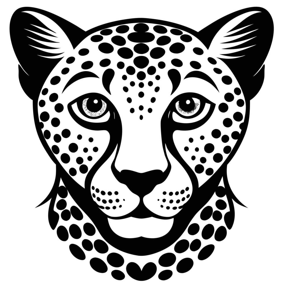 Elegant Black and White Leopard Portrait Illustration vector